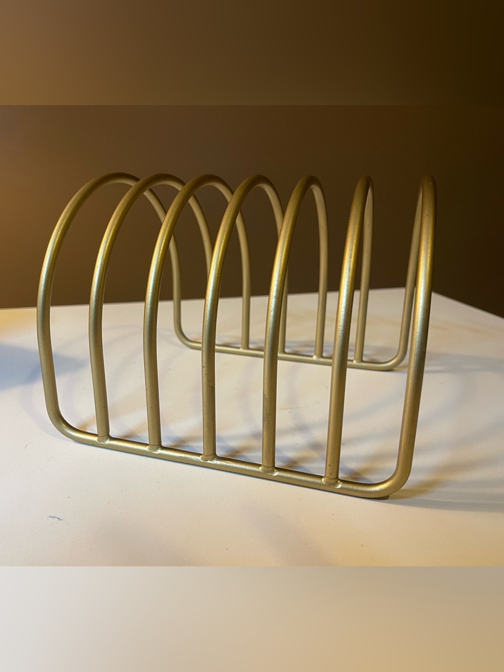 Satin Gold Wire Arch Desktop File & Letter Organizer / Magazine Rack
